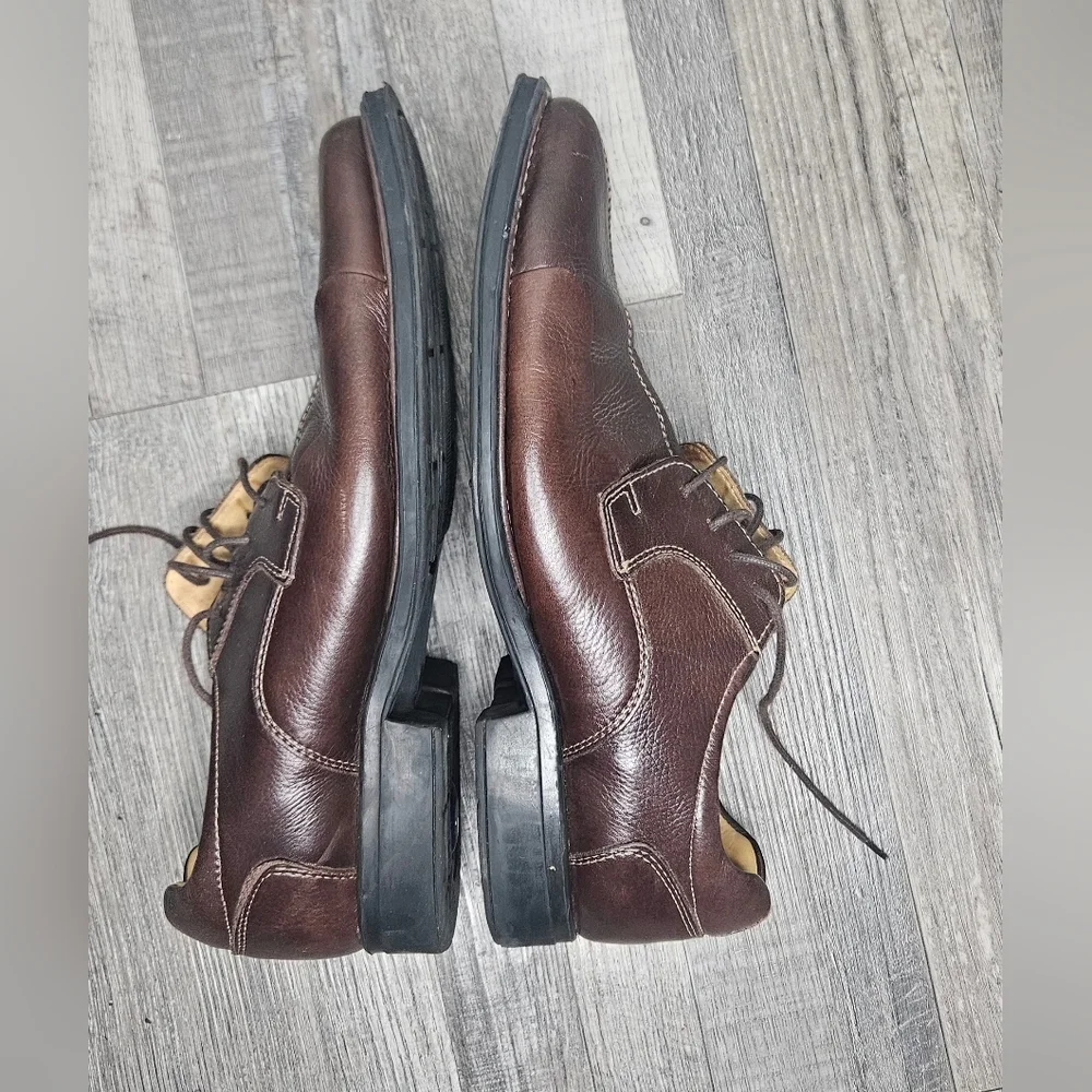 💚💙Belvedere‎ Studio Bay Bridge Men's Brown Pebbled Leather Dress Shoes Sz 11D